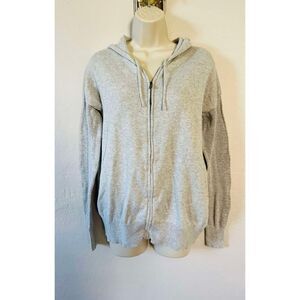 Jones New York signature Zip Front sweater knit‎ hoodie size S Grey pocke…